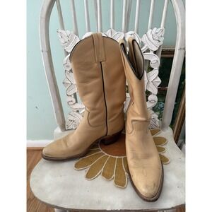 Vintage Frye 2308 men's 11.5D beige/tan Banana cowboy boots Stunning USA Made